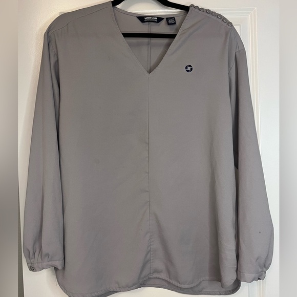 JPMorgan Chase bank grey long sleeve blouse